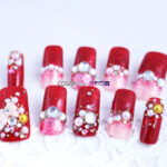 Japanese 3D Kawaii Cute Wedding Fake False Nail Tips Custom Made