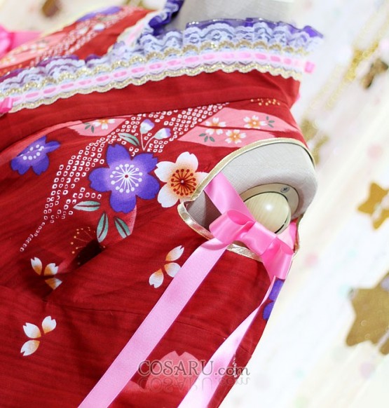 Pre-Made ♥ Red Sakura Yukata Dress Set 